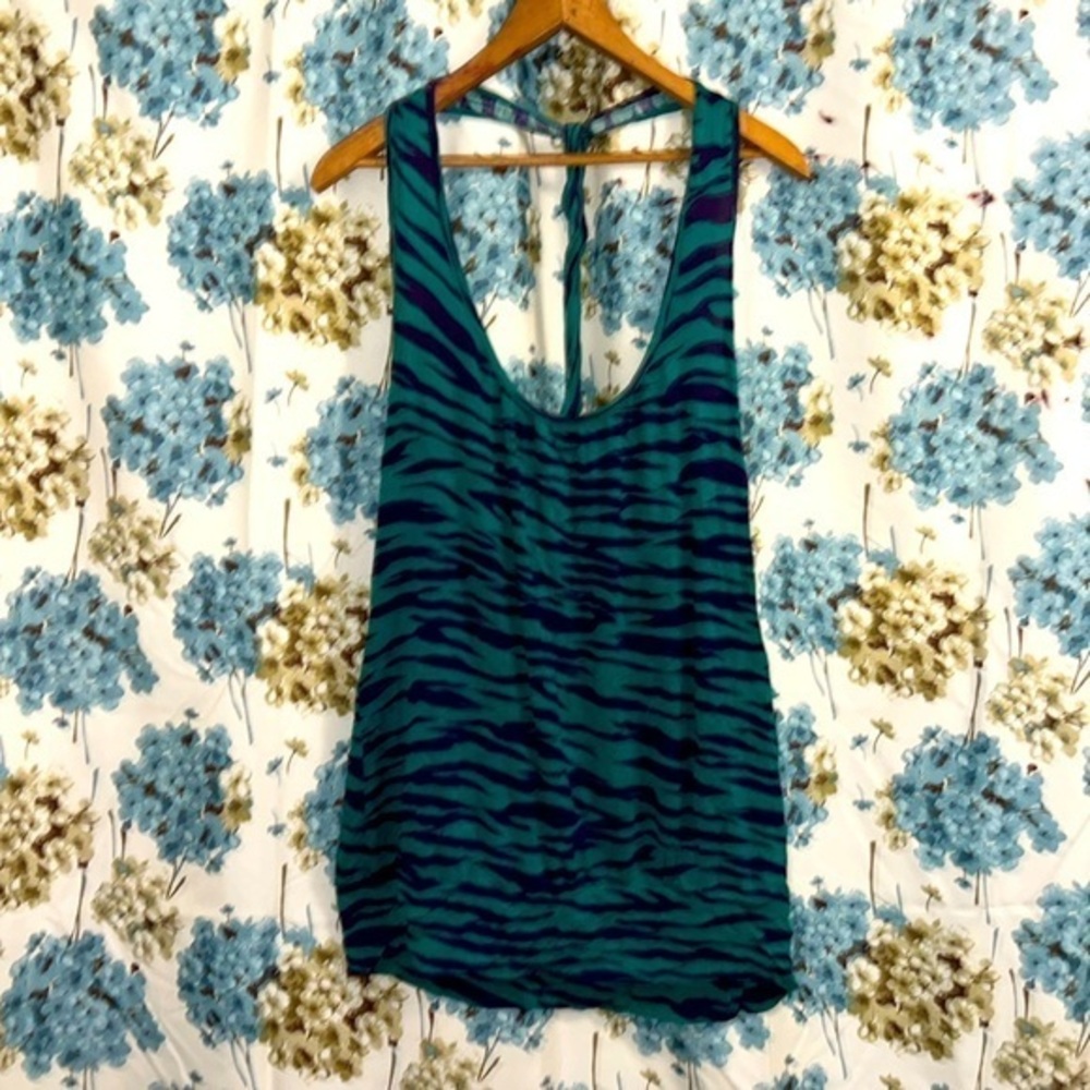 animal print purple and green halter tank top